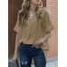 Solid Lapel Half Sleeve Casual Blouse