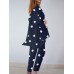 Polka Dot Irregular Hem Elastic Waist Casual Suit