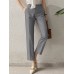 Solid Pocket Tailored Pants For Women