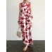 Plant Print Pocket Round Neck Sleeveless Print Dress