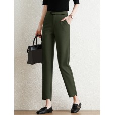 Contrast Pocket Step Hem Tailored Pants For Women