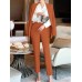 Solid Long Sleeve Lapel Two Pieces Suit For Women