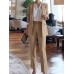 Solid Long Sleeve Lapel Two Pieces Suit For Women