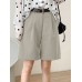 Solid Loose Pocket Wide Leg Casual Women Shorts