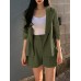 Solid 3 4 Sleeve Lapel Elastic Waist Two Pieces Suit