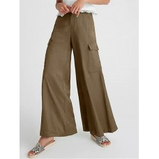 Solid Color Pocket Long Casual Loose Pants for Women