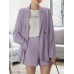 Solid Long Sleeve Button Front Pocket Two Pieces Suit