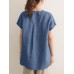 Solid Slit Short Sleeve Crew Neck Casual Loose Blouse