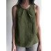 Cotton Solid Ruched Sleeveless Casual Tank Top